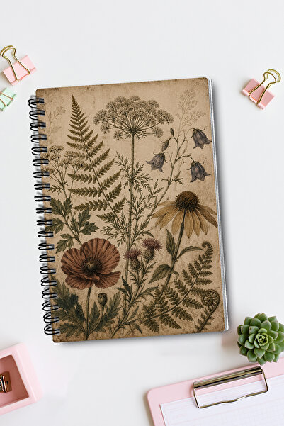 giftkonsept Vintage Botanical Floral Design A5 50 Sheets 100 Pages Spiral Rul...