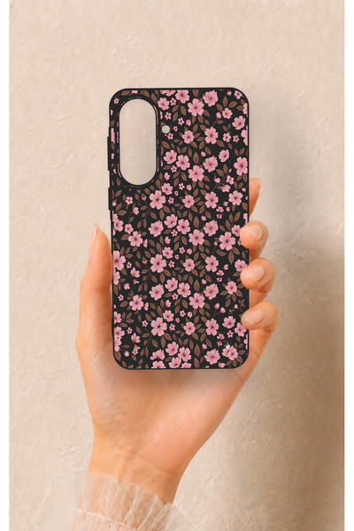 Vip Case Samsung A57 Uyumlu Mini Pembe Çiçek Desenli Silikon Kılıf