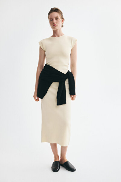 H&M Drapeli Midi Elbise