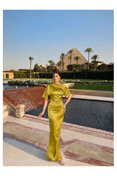 ESRAHELVACI Eh Collection One Shoulder Satin Evening Dress
