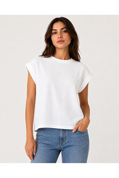 Penelope 100% Linen Short Sleeve Blouse White S-M - Serli Keçoğlu Collection