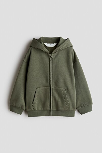 H&M Kapüşonlu ve Fermuarlı İçi Tüylü Üst