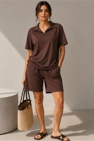 bb butik basic Σετ Σορτς Πόλο από Ύφασμα Modal – Άνετο Καλοκαιρινό Σετ Δύο Τε...