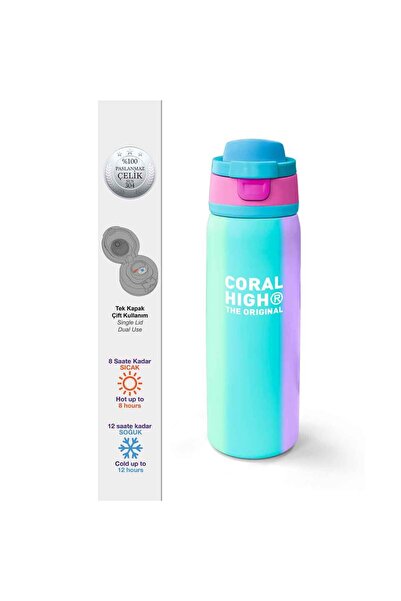 Coral High Renkli Çizgili Desenli Çelik Termos Matara 800 Ml 38519