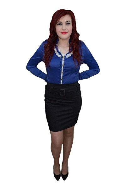 OEM Fusta scurta, neagra, accesorizata cu betelie lata in talie