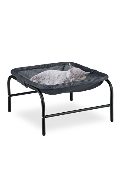 Relaxdays Culcuș pentru pisici Relaxdays, hamac, gri/negru, 27x45x45 cm, capa...