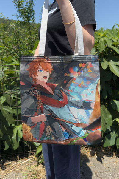 ZipZap Childe Genshin Impact V2 Double-Sided Canvas Print Tote Bag Anime Bag