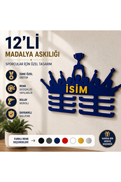 ModelAtölye 3D 12'li Kişiye Özel Madalya Askılığı | İsme Özel Madalya Standı ...