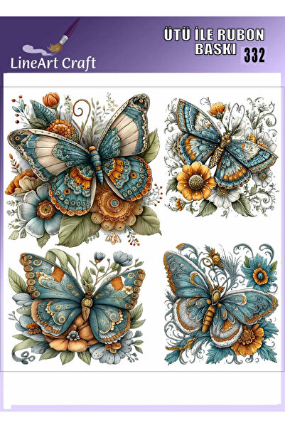 LİNEART Ütü İle Yapışan Rubon transfer Kelebek R332 30x30cm
