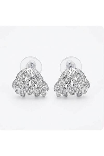 Mervişim Aksesuar Stylish Zircon Stone Women's Steel Earrings with Angel Wing...