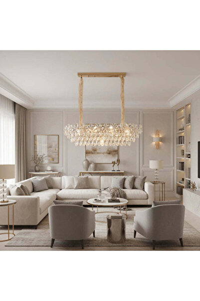 OEM Regalis Crystal Chandelier 11x E14, 80cm, γυαλιστερό χρυσό, ρυθμιζόμενο ύ...