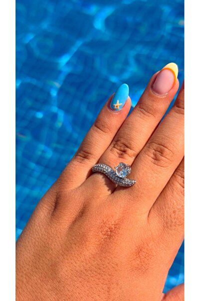 Cadera Jewelry خاتم قابل للتعديل بتصميم مموج مرصع بالأحجار