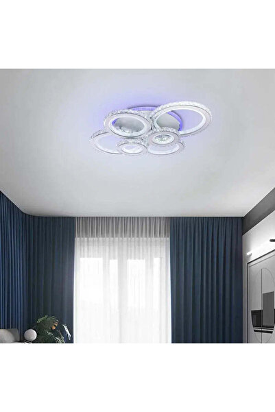 OEM Lustra LED cu telecomanda si cristal NOVA ROTONDA RGB 145W, 6 Cercuri, lu...