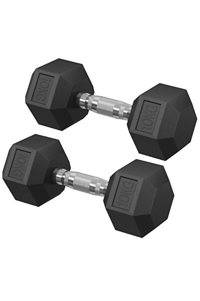 OEM Set 2 Gantere Hexagonale 20 kg, 2 x 10 kg,din fonta imbracata cu Cauciuc ...