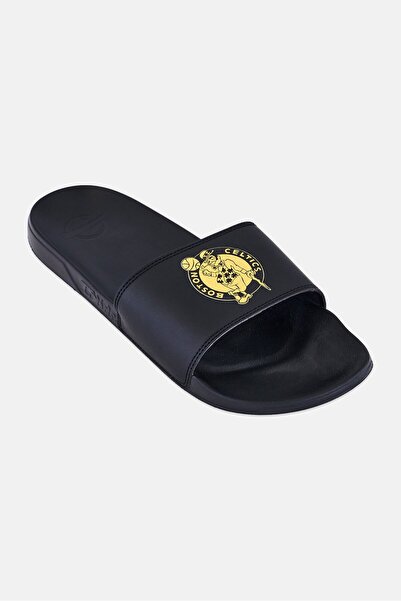 iSlide Men Boston Celtics Gold Slip On Slides, Black