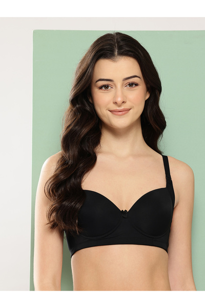 Leading Lady By Styli Black Solid Lightly Padded Non Wired T-Shirt Bra