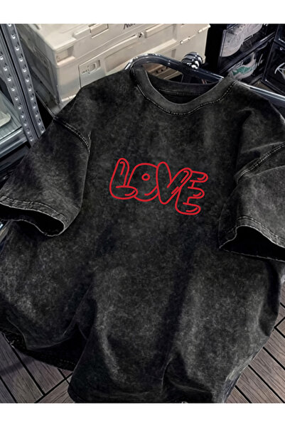 HOFFNUNG Unisex Oversize Vintage Washed Street Style Μόδα του δρόμου Βαμβακερ...