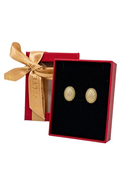 velve Cercei mici eleganti bombati cu cristale zirconiu cubic pave, in cutie ...