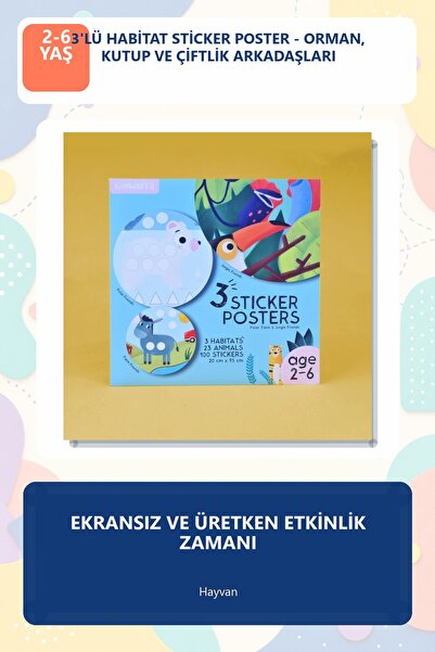 Abm Yayınevi 3-Pack Habitat Sticker Poster - Forest, Polar, and Farm Friends ...