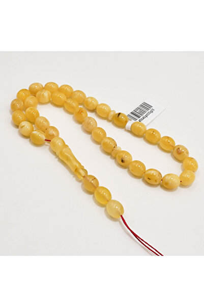 Generic Brand Kaliningrad Amber "Shuang" Rosary – 36 Beads 7.5×9mm Creamy Whi...
