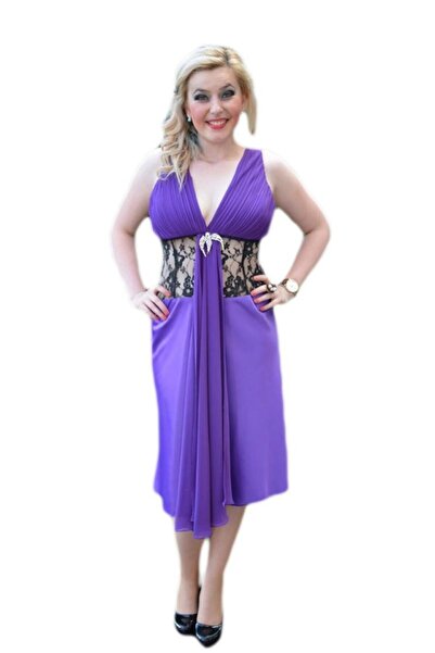 OEM Rochie de ocazie, rafinata , mov cu inserti de dantela in talie