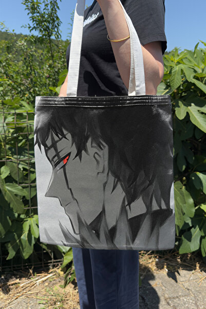 ZipZap Black Clover V4 Summer and Winter Double-Sided Canvas Print Tote Bag A...