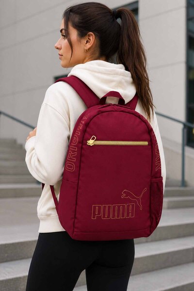 Puma Unisex Backpack Burgundy Daily School Sports Travel Multi-Purpose Backpa...