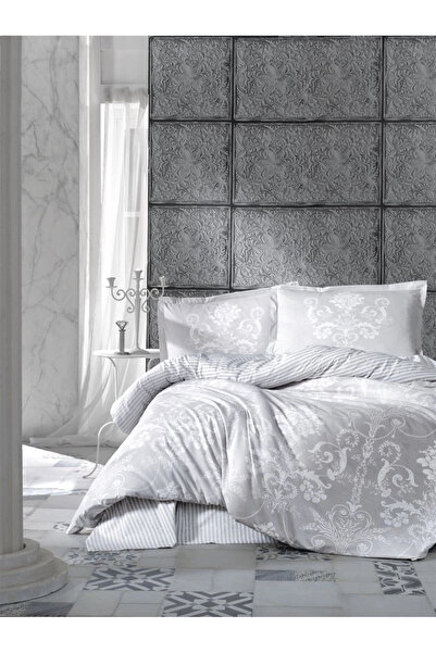 Clasy Ranforce 100% Cotton Duvet Cover Set Single Alone V1 Gray