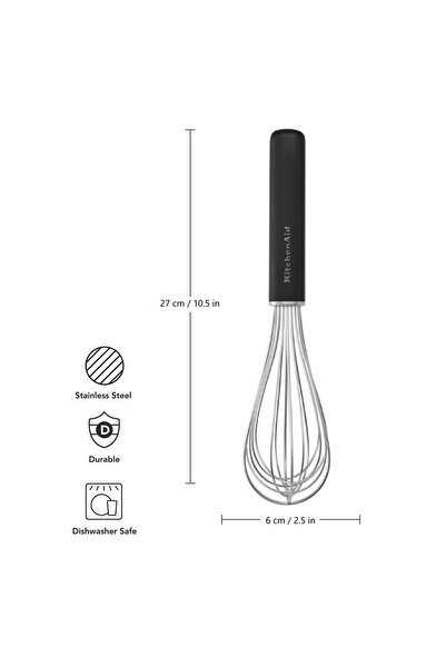 Kitchenaid Utility Whisk Onyx Black – Stainless Steel Balloon Whisk for Eggs,...
