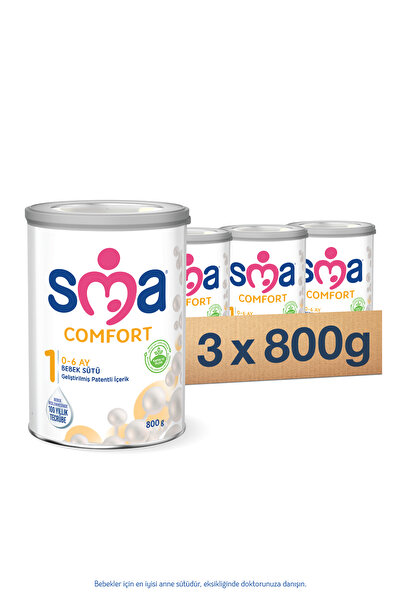 SMA Comfort 1 0-6 Ay Bebek Sütü 800 g 3'Lü Set