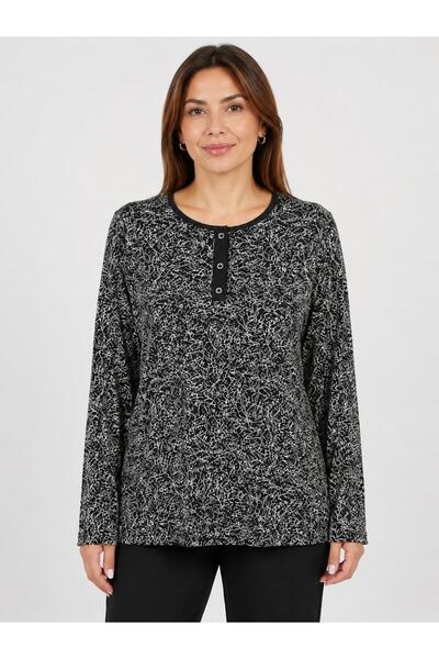 NECO GİYİM Women's Patterned Lycra Mother Combed Cotton Blouse