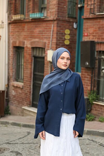 ENRİCO FERRİ Allure Plain Tencel Shawl - I.Ndigo