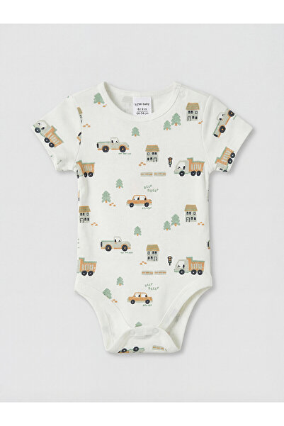 LC Waikiki Nevavm Short Sleeve Baby Boy Snap-On Bodysuit with a Difference