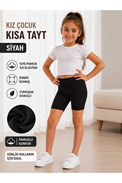 QULAT Kız Çocuk Penye Tayt Pamuklu Kısa / 1 Adet
