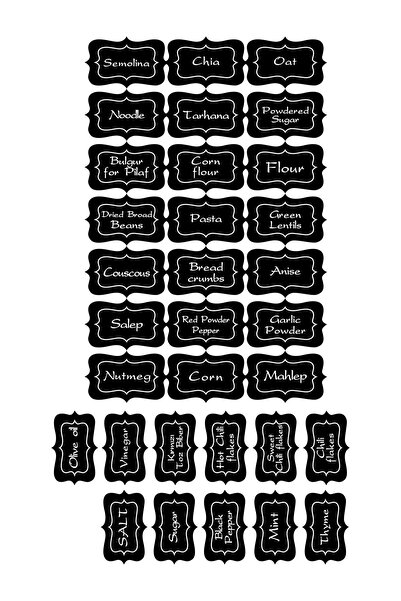 Örün Matbaa High-Quality PVC Jar Labels, 109 Stickers for Various Nuts, Spices, and Legumes