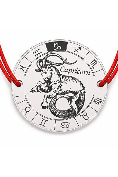 Simoshop Brățară argint 925 cu bănuț zodia Capricorn, șnur reglabil — cadou p...