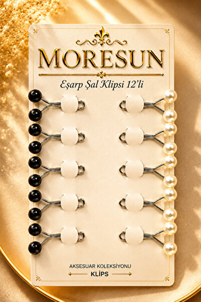 MORESUN Scarf Shawl Clip 12 Pieces Pearl Model Clips - Women's Hijab Accessor...