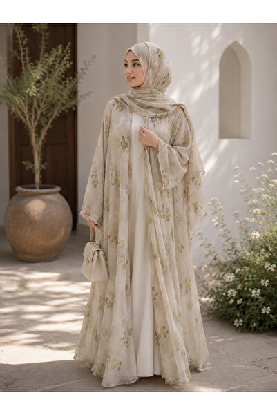 Passion by rahi Beautiful floral printed double layer chiffon Abaya&Hijab