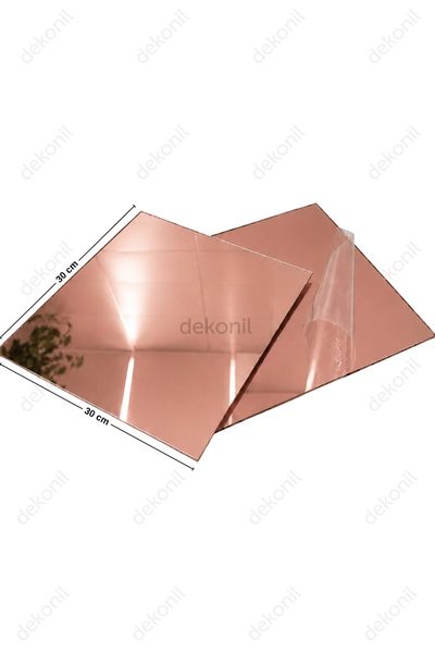 Dekonil Yapışkanlı Pleksi Kare Dekoratif Ayna Altın, Gümüş, Rose Gold 30*30 c...