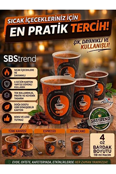 SBStrend Espresso-Türk kahvesi-Americano Tek kullanımlık 4 Oz 400 Adet Karton...