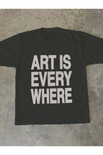 45 BPM تي شيرت بطبعة Art Is Everywhere - تي شيرت ناعم وقابل للتنفس برقبة دائر...