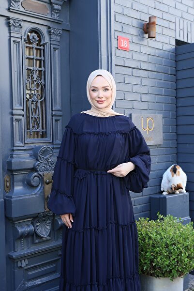 VeraTrend Şifon Kat kat FIrfırlı Elbise