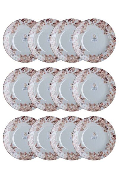 Anood 12-Piece Melamine Deep Dinner Plate Set 10 inch White/Floral