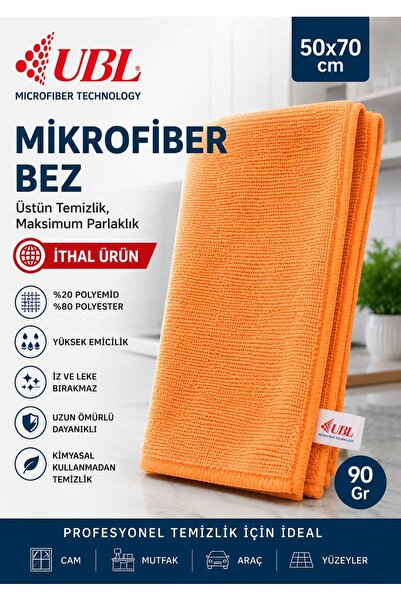 UBL Mikrofiber Temizlik yer Bezi TURUNCU Renk (1 Adet) 50X70