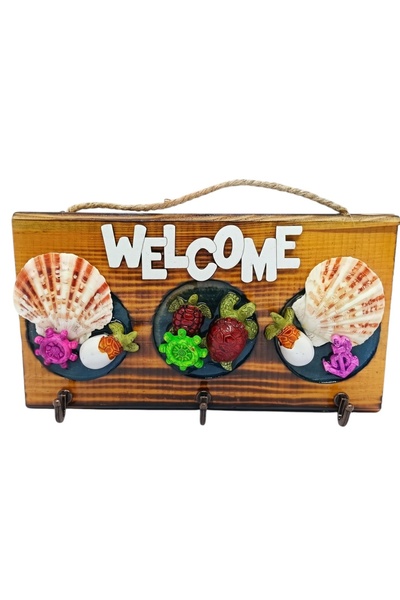 Bounty Ahşap Deniz Temalı Anahtarlık Welcome Yazılı