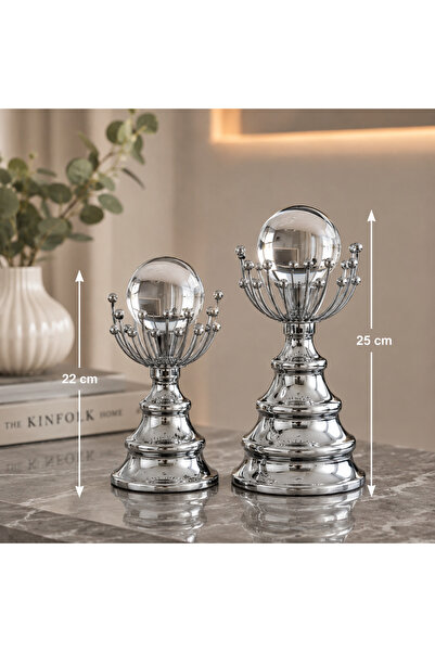 Hinora Home 2'li Kristal Küre İnsan Figürlü Dekoratif Obje Seti Gold Salon Ko...