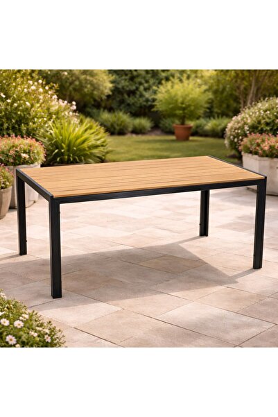 CLICK , Masa de gradina, cadru otel, blat polywood cu aspect lemn, 150x90x73 ...