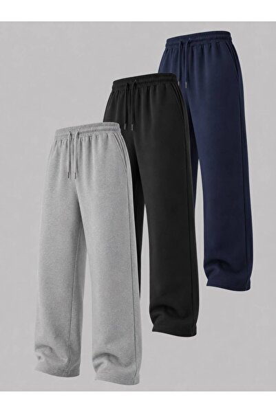 SULVERY 3 BUCĂȚI PANTALONI DE TRENING UNISEX, NEGRU, GRI, ALBASTRU MARIN, PEN...