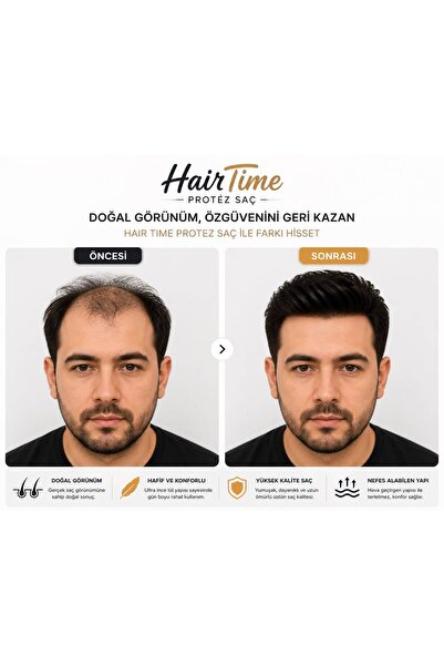 Hairtime 8.10 ÖLÇÜ ERKEK PROTEZ SAÇ HER YÖNE TARANABİLİR.