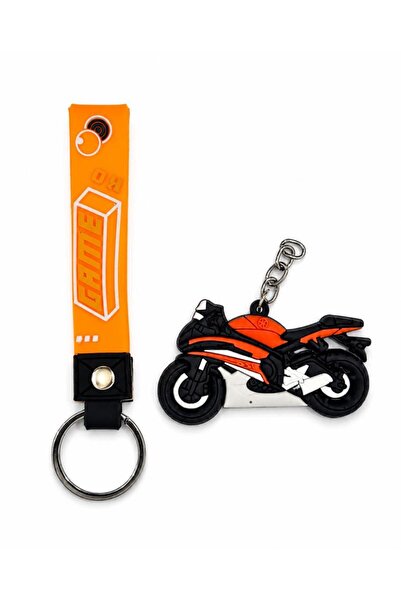 SINGLE SWORD Motorcycle Figurine Keychain and Silicone Strap Keychain Set